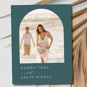 Emerald Green Photo Beach Wedding Save the Date Announcement Postcard
