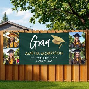 Emerald Green Photo Collage Graduate Graduation Banner