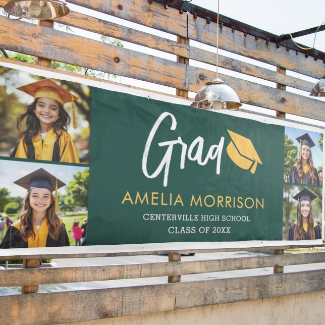 Emerald Green Photo Collage Graduate Graduation Banner (Creator Uploaded)