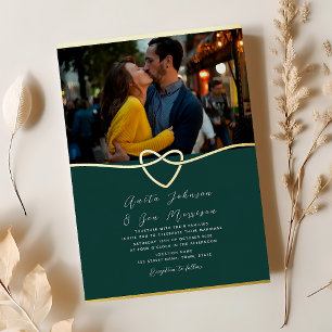 Emerald Green Photo Gold Foil Invitation