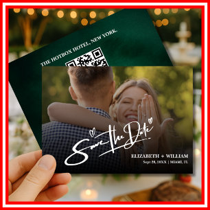 Emerald Green Photo QR Save Date Save The Date