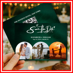 Emerald Green Photo QR Save Date Save The Date