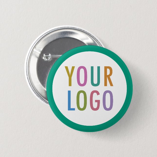 Emerald Green Pin Back Button Custom Logo Round (Front & Back)
