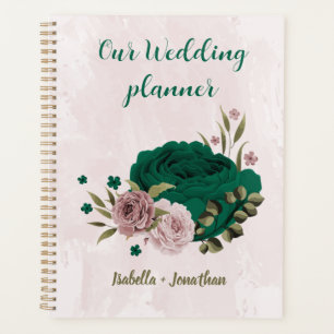 emerald green pink flowers wedding planner