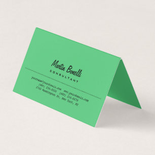 Emerald Green Plain Calligraphy Name Custom Business Card