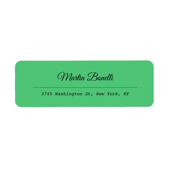 Emerald Green Plain  Return Address Label (Front)