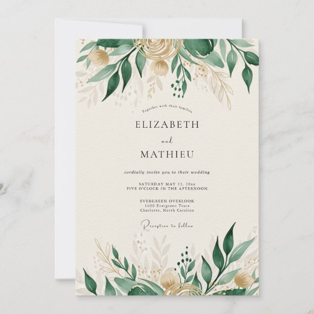 Emerald Green Polished Forest Wedding Invitation (Front)