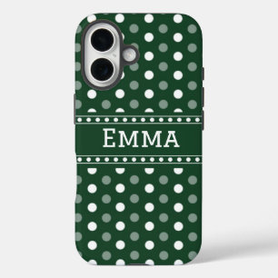 Emerald Green Polka Dot iPhone 16 Case