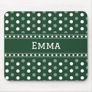 Emerald Green Polka Dot Mouse Pad