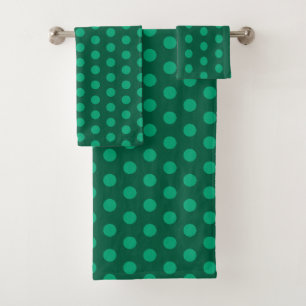 Emerald Green Polka Dots Bath Towel Set