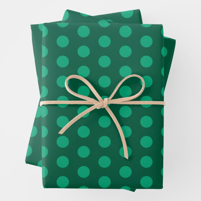 Emerald Green Polka Dots  Wrapping Paper Sheet (In situ)