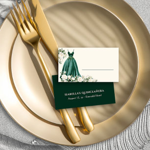 Emerald Green Princess Dress Personalised Place Card