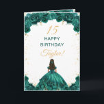 Emerald Green Princess Floral Happy Birthday Card<br><div class="desc">This elegant and glamourous birthday card can be personalised with a name or title such as daughter, granddaughter, niece, friend etc. The design features a beautiful princess with dark hair in a emerald green ball gown. The text combines handwritten script and modern sans serif fonts for a classy and sophisticated...</div>