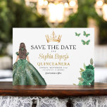Emerald Green Princess Quinceañera Save the Date<br><div class="desc">Announce your special day with an enchanting Emerald Green Princess Quinceañera Save the Date invitation. Featuring a regal emerald green colour palette and elegant details, this invitation sets the tone for a royal celebration. Adorned with delicate accents fit for a princess, it perfectly captures the magic of your upcoming quinceañera....</div>