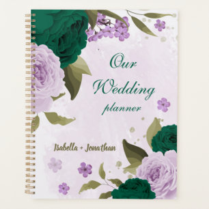 emerald green purple flowers wedding planner
