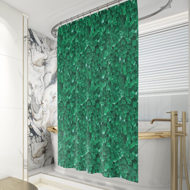 Emerald Green Quartz Crystal Pattern Shower Curtain (Creator Uploaded)