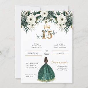 Emerald Green Quinceanera Invitation