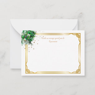 Emerald Green Quinceañera Lluvia de Sobres Note Ca Card