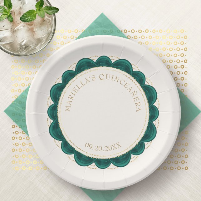 Emerald Green Quinceanera Paper Plate (Creator Uploaded)