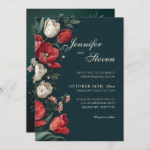  Emerald Green & Red Tulip Botanical Wedding