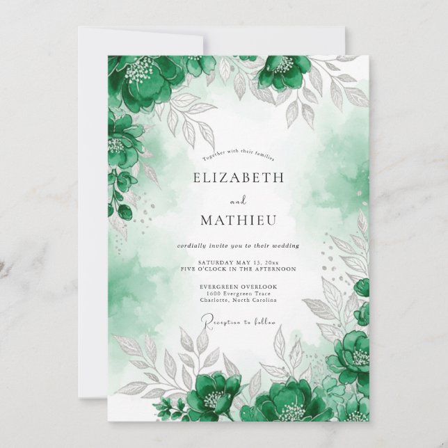 Emerald Green Refined Forest Wedding Invitation (Front)