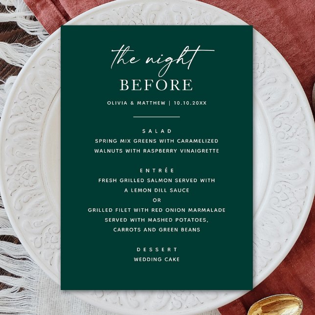 Emerald Green Rehearsal Dinner | Night Before Menu (Creator Uploaded)