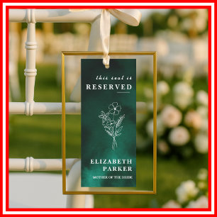 Emerald Green Reserved Seating Wedding Tag Invitation