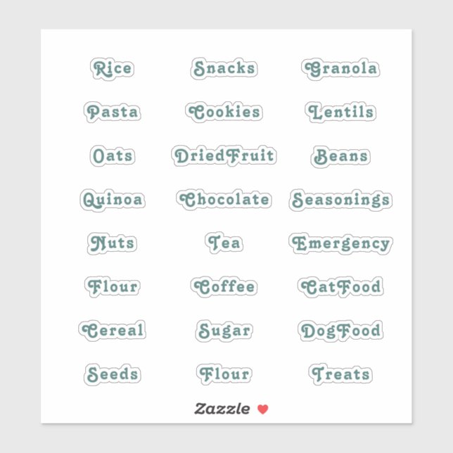 Emerald Green Retro Pantry Labels (Sheet)