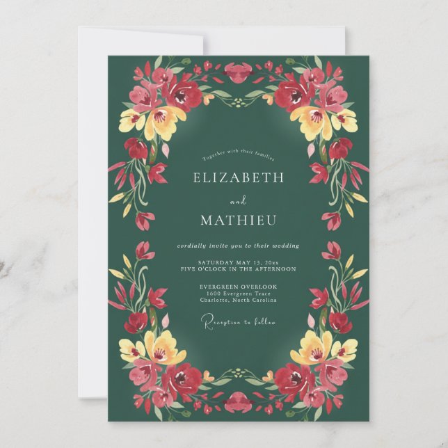 Emerald Green Rich Formal Wedding Invitation (Front)