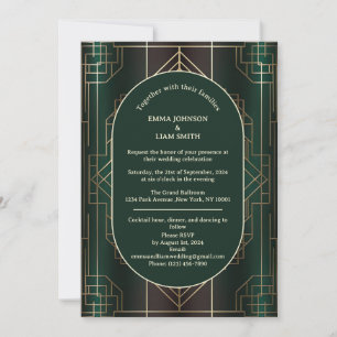Emerald Green Roaring 20s Wedding Invitation