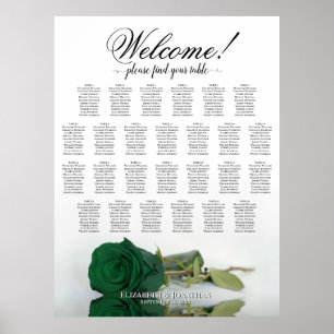 Emerald Green Rose 26 Table Wedding Seating Chart