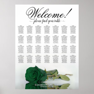 Emerald Green Rose 28 Table Wedding Seating Chart