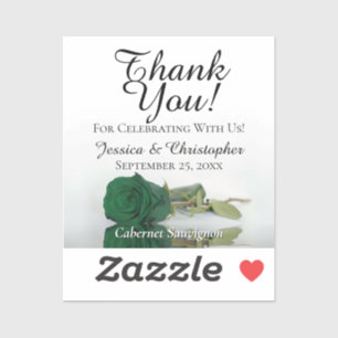 Emerald Green Rose Chic Wedding Mini Bottle Label