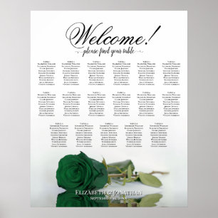 Emerald Green Rose Elegant 17 Table Seating Chart