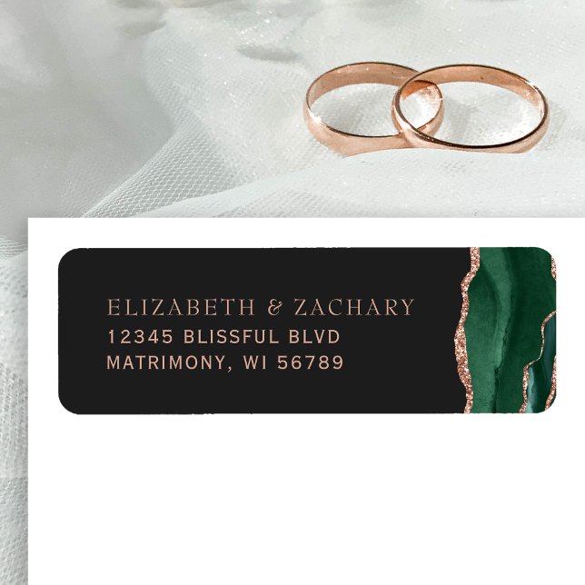Emerald Green Rose Gold Agate Return Address Label (Creator Uploaded)