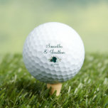 Emerald Green Roses Elegant Wedding Couple's Names Golf Balls<br><div class="desc">These golf balls are a wonderful gift for couples or for one partner to give to another. The design features a cluster of hand painted watercolor roses in shades of emerald, forest, and mint green, along with the names of the couple and wedding date written in elegant script lettering. Thoughtful...</div>