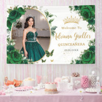 Emerald Green Roses Floral Quinceañera Photo