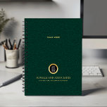 Emerald green Round Logo Name Professional Planner<br><div class="desc">Stay organised and elevate your professional image with our Custom Spiral Planner, featuring a refined navy blue leather-look design that combines sophistication with functionality. A customisable square space on the cover allows you to prominently display your business logo over a gold texture while two additional lines of editable text offer...</div>