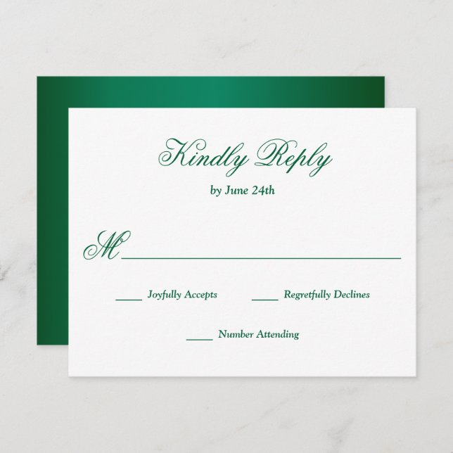 Emerald Green RSVP Card (Front/Back)