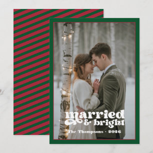 Emerald Green & Ruby Newlyweds Christmas Holiday Card