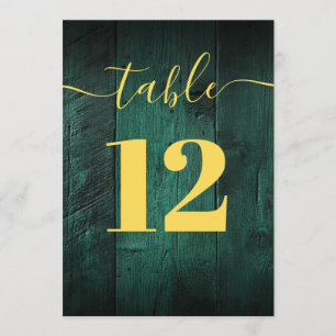 Emerald Green Rustic Barn Wood Boho Table Number