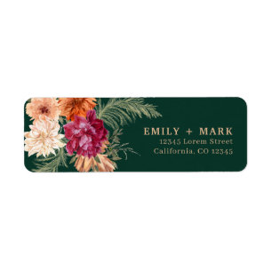 Emerald green rustic fall wedding return address return address label