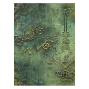 Emerald Green Rustic Steampunk Clock (10) Tablecloth
