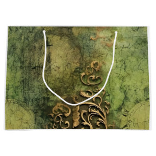 Emerald Green Rustic Steampunk Clock (11) Large Gift Bag