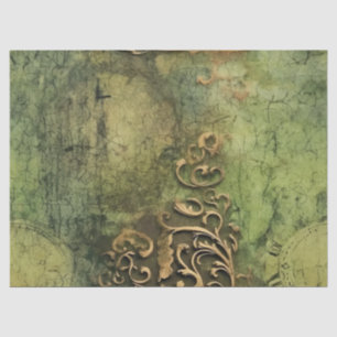 Emerald Green Rustic Steampunk Clock (11) Tissue Paper