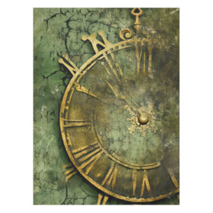 Emerald Green Rustic Steampunk Clock (12) Tablecloth