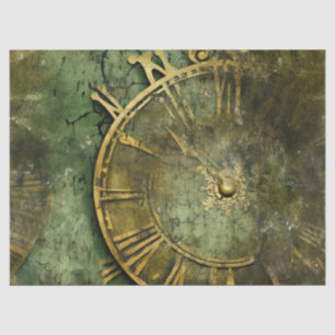 Emerald Green Rustic Steampunk Clock (12) Tissue Paper