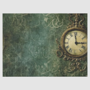 Emerald Green Rustic Steampunk Clock (3) Tissue Paper