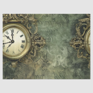Emerald Green Rustic Steampunk Clock (4) Tissue Paper
