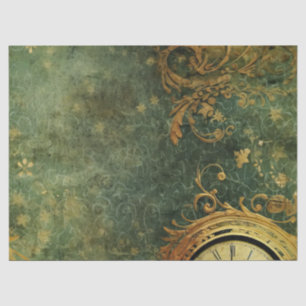 Emerald Green Rustic Steampunk Clock (6) Tissue Paper